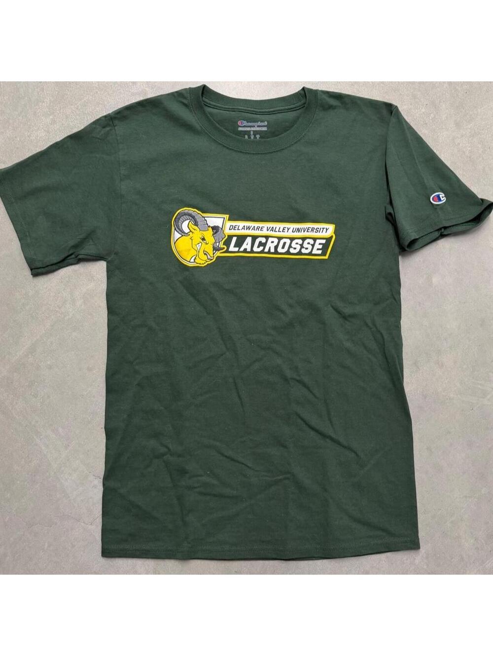 2000s Delaware Valley Lacrosse Green Athletic Champion Tee Sized Small